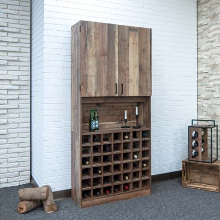 180cm High Upright 42 Lattice Wood Wine Cabinet - Reclaimed Wood 180cm High Upright 42 Lattice Wine Cabinet